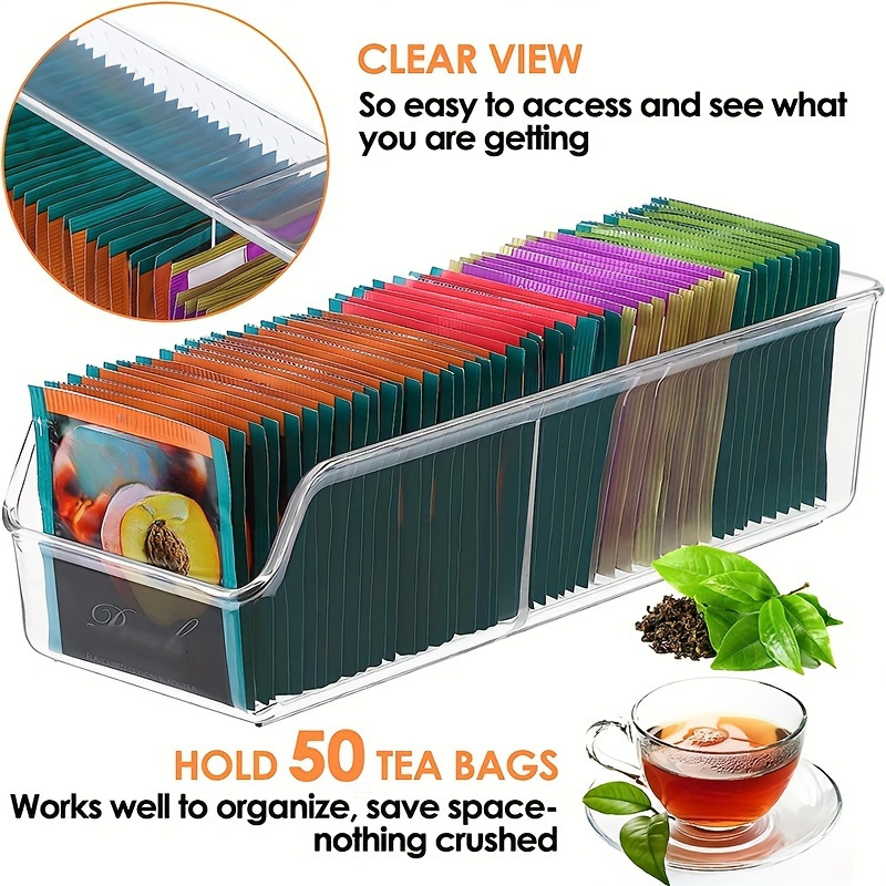 Coffee Tea Sugar Container Set - صندوق منظم لأكياس الشاي الشفاف -