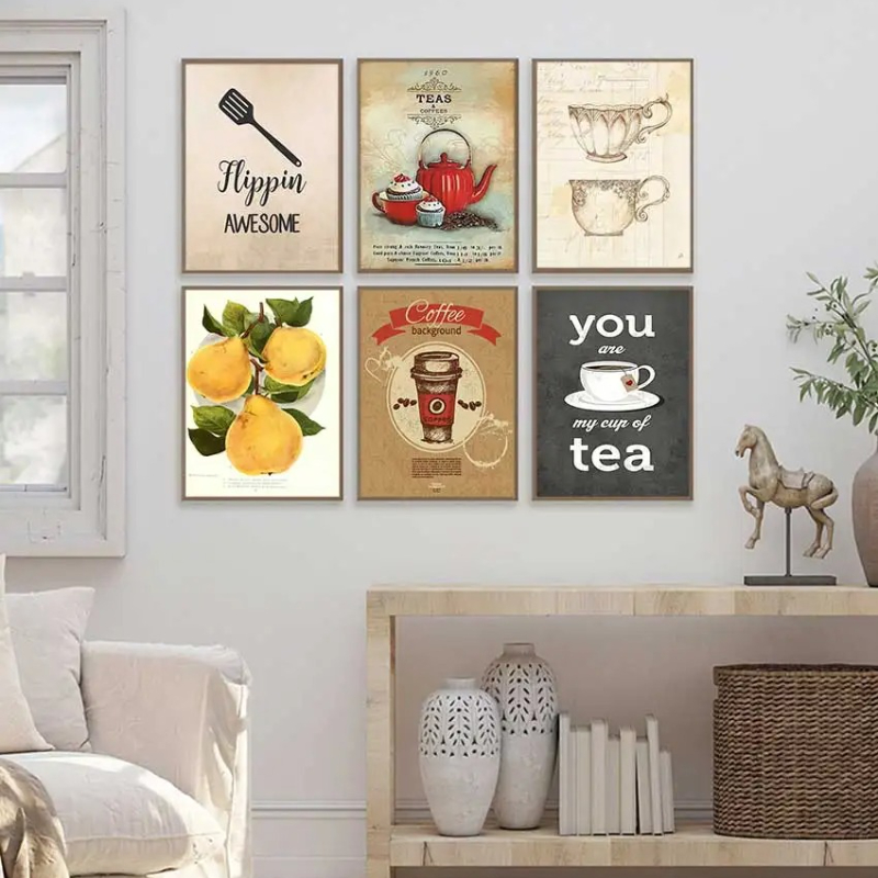 Coffee Tea Hot - ملصقات وطباعات فنية جدارية بتصميمات قديمة
