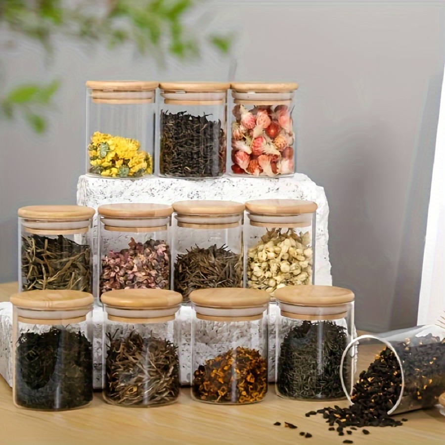 Coffee Tea Sugar Container Set - برطمان تخزين زجاجي محكم الغلق بغطاء
