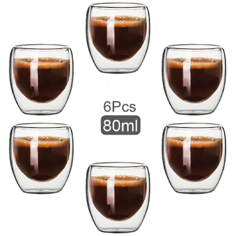Coffee Tea Mix - أكواب قهوة زجاجية مزدوجة الجدار، كوب