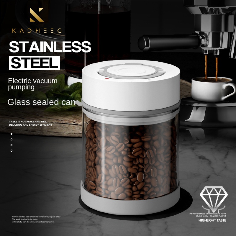 Coffee Tea Sugar Canister Set - Electric Vacuum Coffee Beans Glass Storage