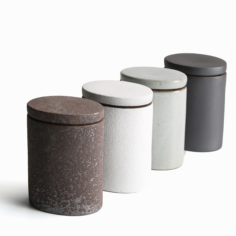 Coffee Tea Sugar Container Set - خمر الحجرية الشاي جرة أسطواني السيراميك
