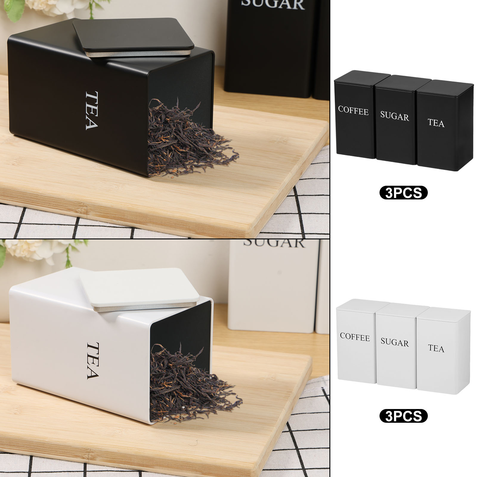 3 قطعة علب تخزين حبوب البن الش - مراجعة Coffee Tea Sugar Canister Set وسعره