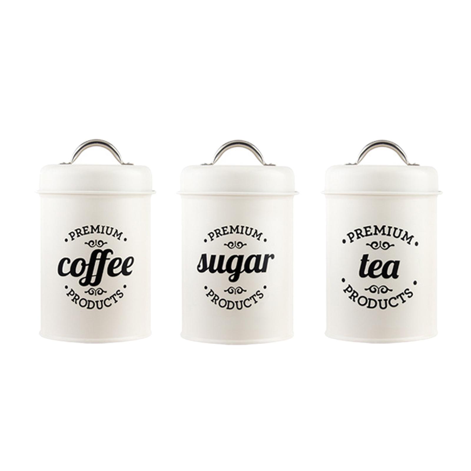 علب معدنية لتخزين المطبخ، حاوي - مراجعة Coffee Tea Sugar Container Set وسعره