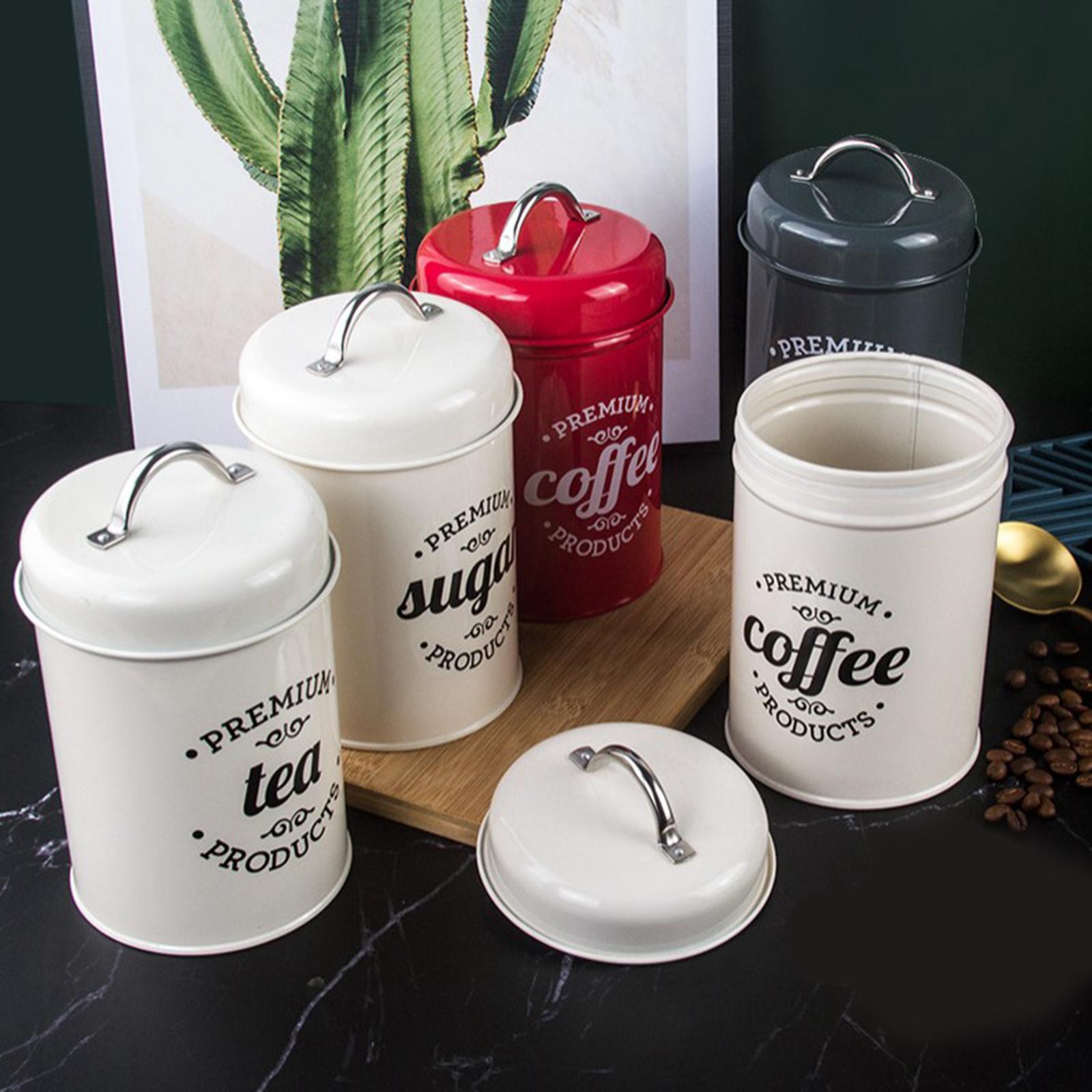 علب معدنية لتخزين المطبخ، حاوي - مراجعة Coffee Tea Sugar Container Set وسعره