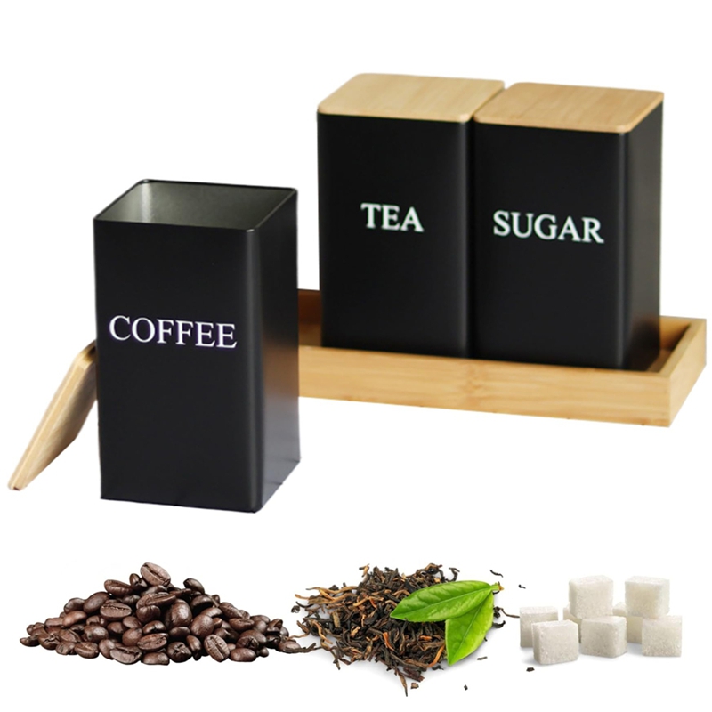 طقم من 3 قطع لحفظ الشاي والقهو - مراجعة Coffee Tea Sugar Container Set وسعره