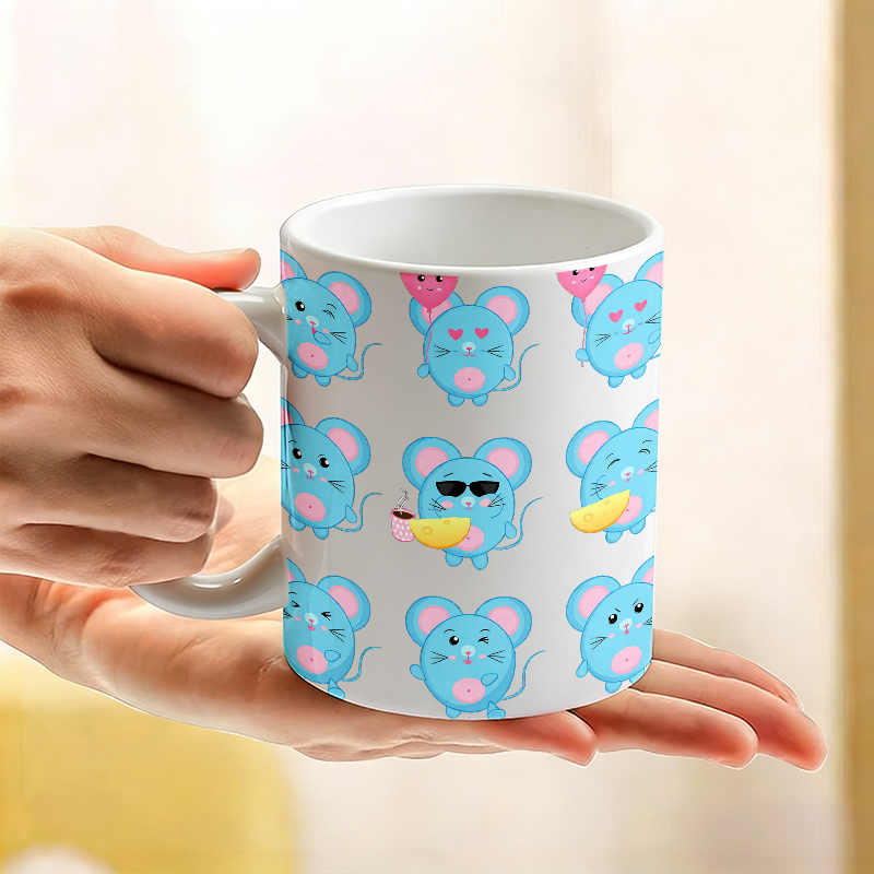 كوب سيراميك مضحك بتصميم الفأر  - مراجعة Coffee Tea Emoji وسعره