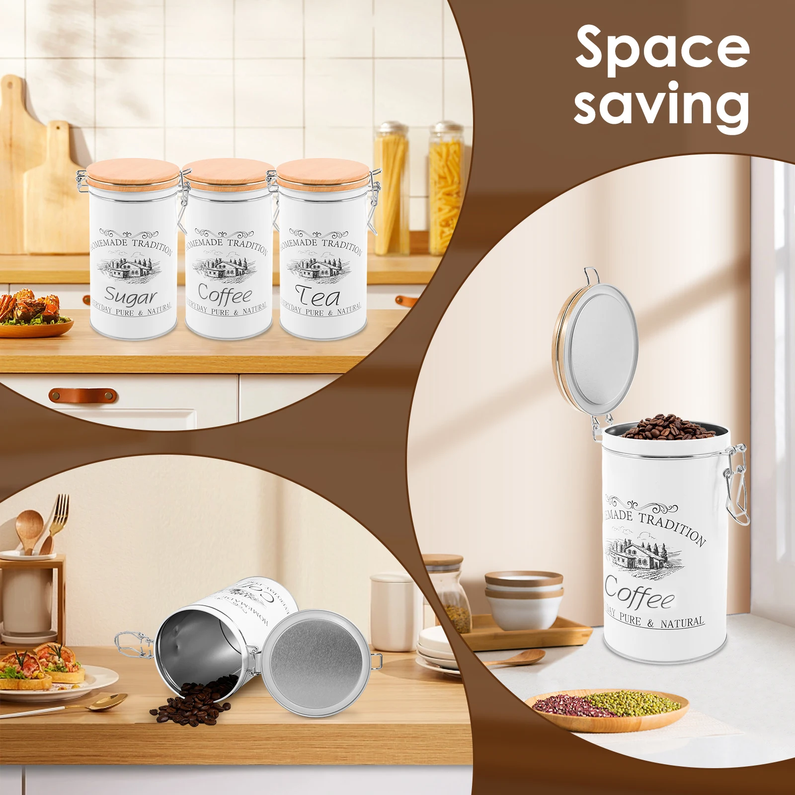 مجموعة من 3 علب معدنية لتخزين  - مراجعة Coffee Tea Sugar Canister Set وسعره