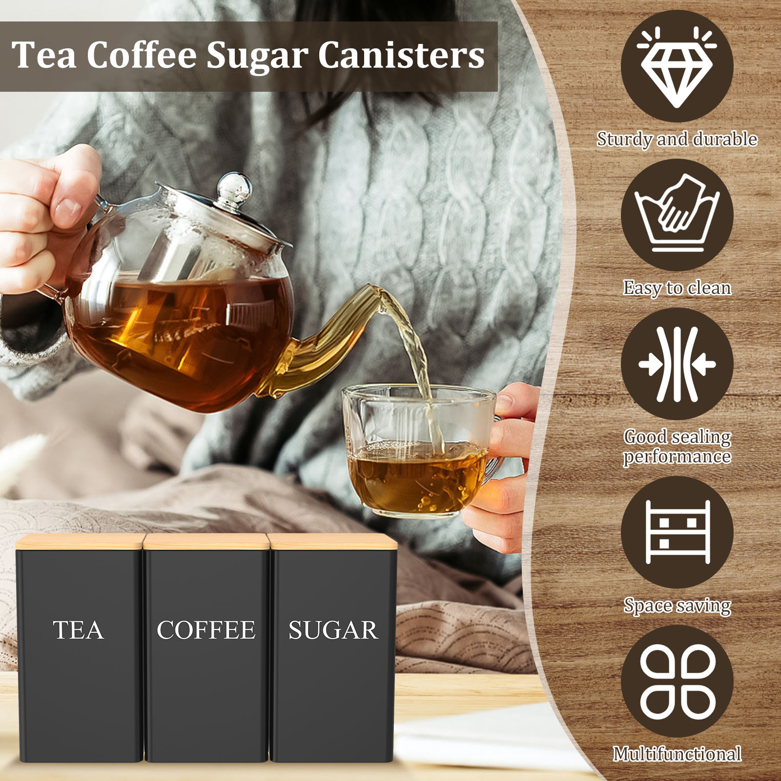 جرة تخزين حبوب البن، حاوية معد - مراجعة Coffee Tea Sugar Canister Set وسعره